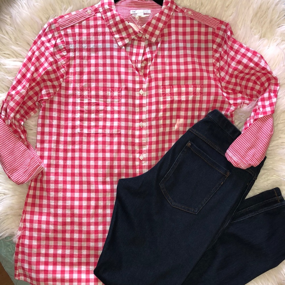 Gap Factory Red Gingham Top. Sz L